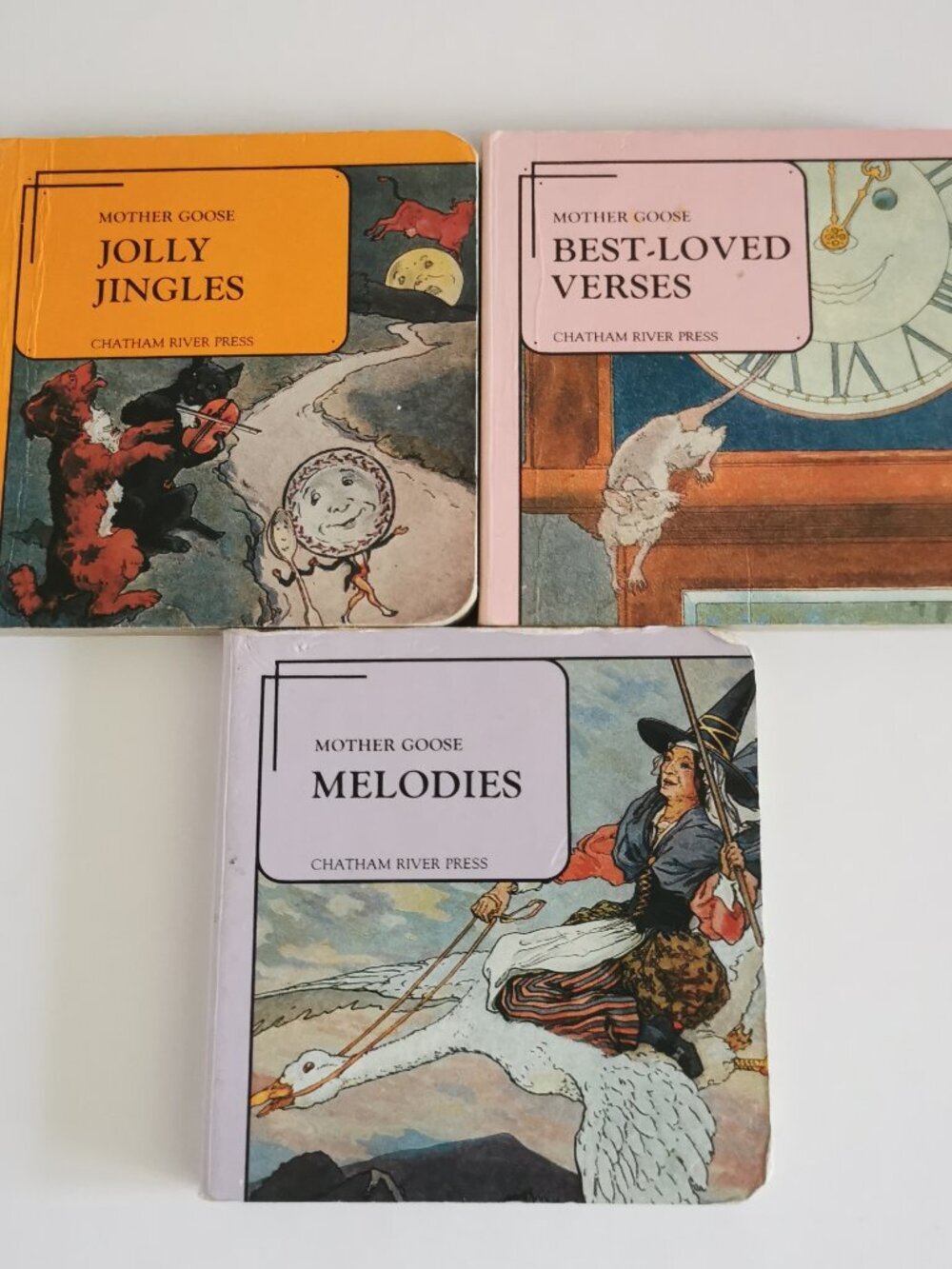 Set of 3 Vintage Kids Mini Board Books Mother Goose Nursery Rhymes Nursery Decor